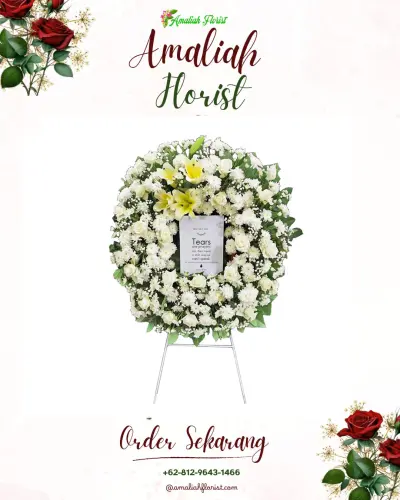 Krans Bunga Duka Cita di Suka Maju